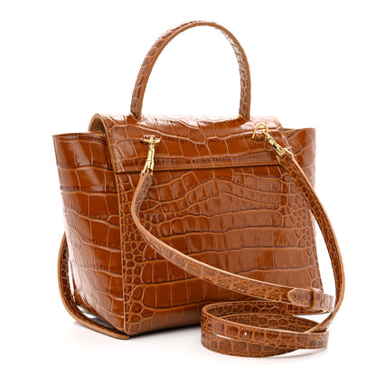 Celine Calfskin Crocodile Embossed Nano Belt Bag Camel 3 of 10