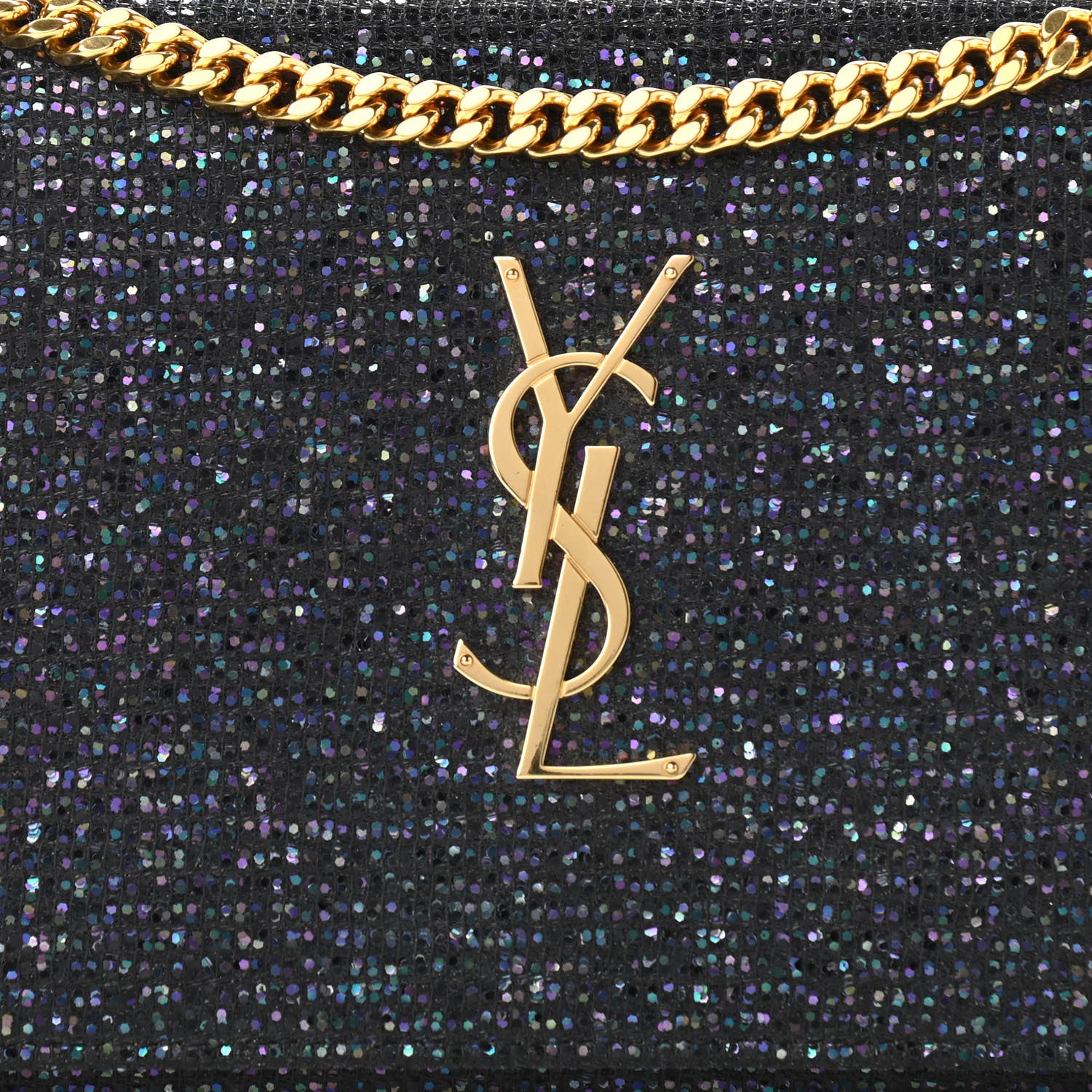 Saint Laurent Glitter Classic Monogram Chain Wallet Black Multicolor 8 of 10