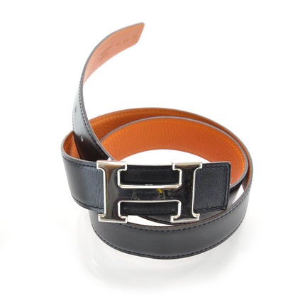 Hermes Leather Reversible Constance H Belt 80 Black and Orange 4 of 6