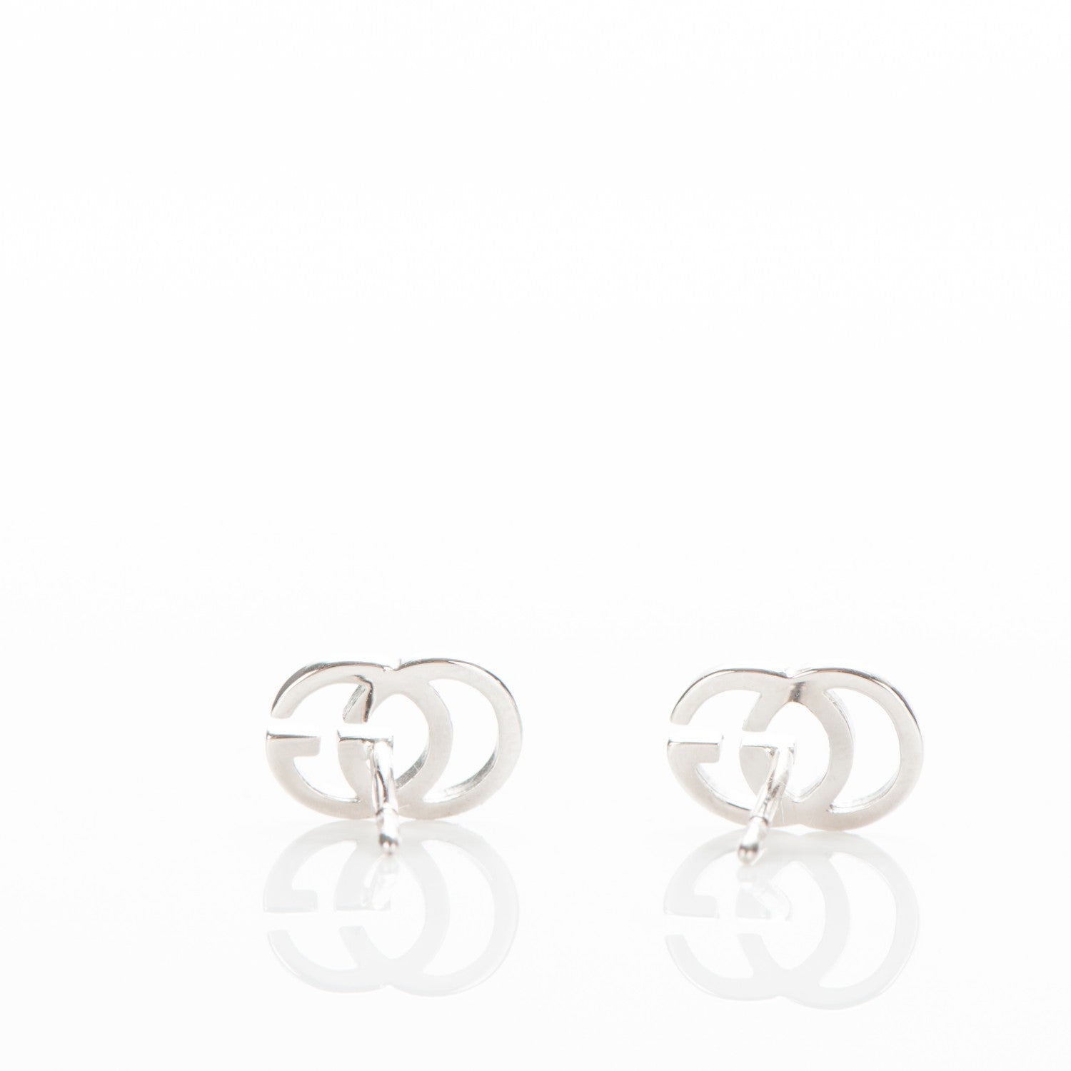 Gucci 18K White Gold GG Tissue Stud Earrings 3 of 4