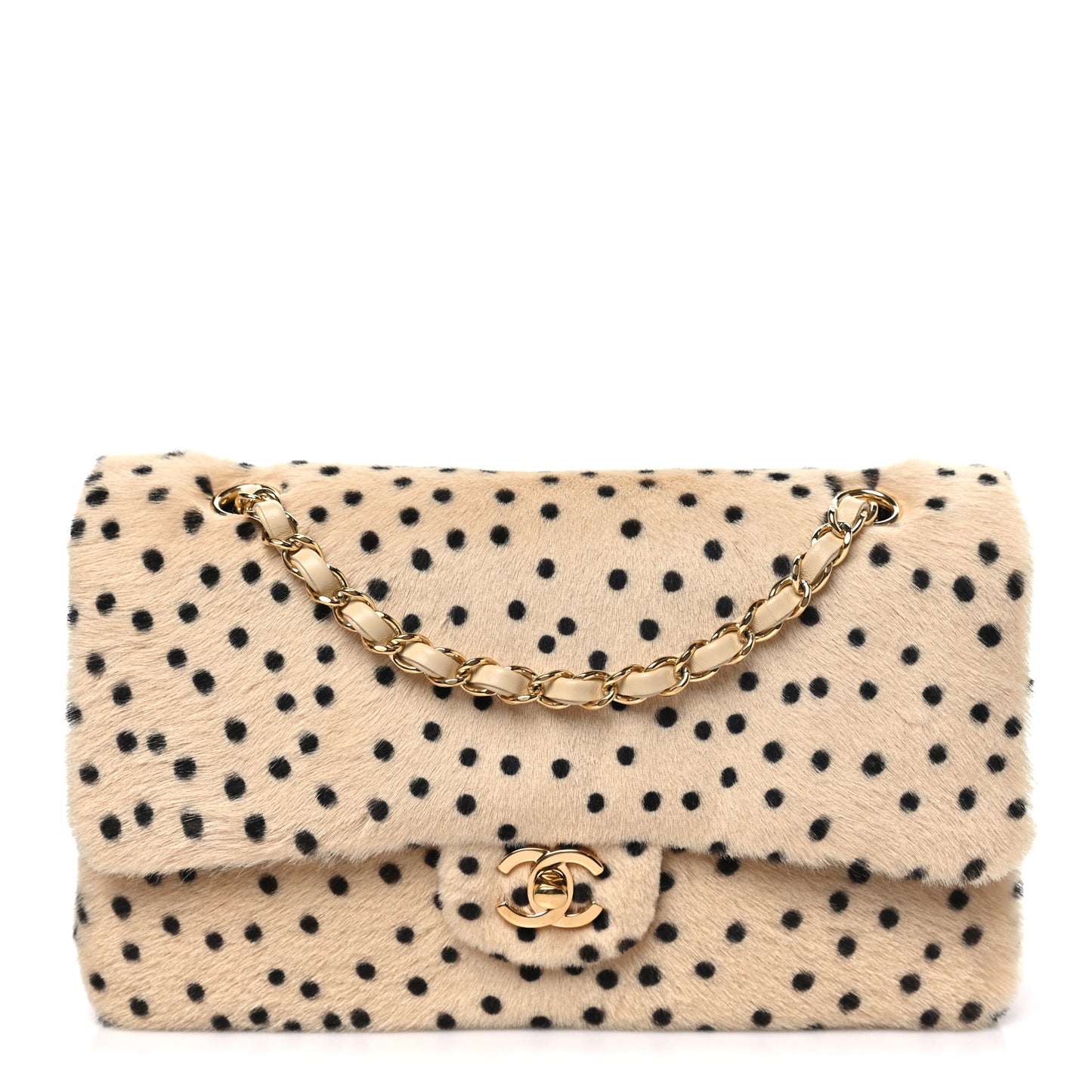 Pony Hair Cheetah Printed Creative Fabrics Flap Light Beige Black