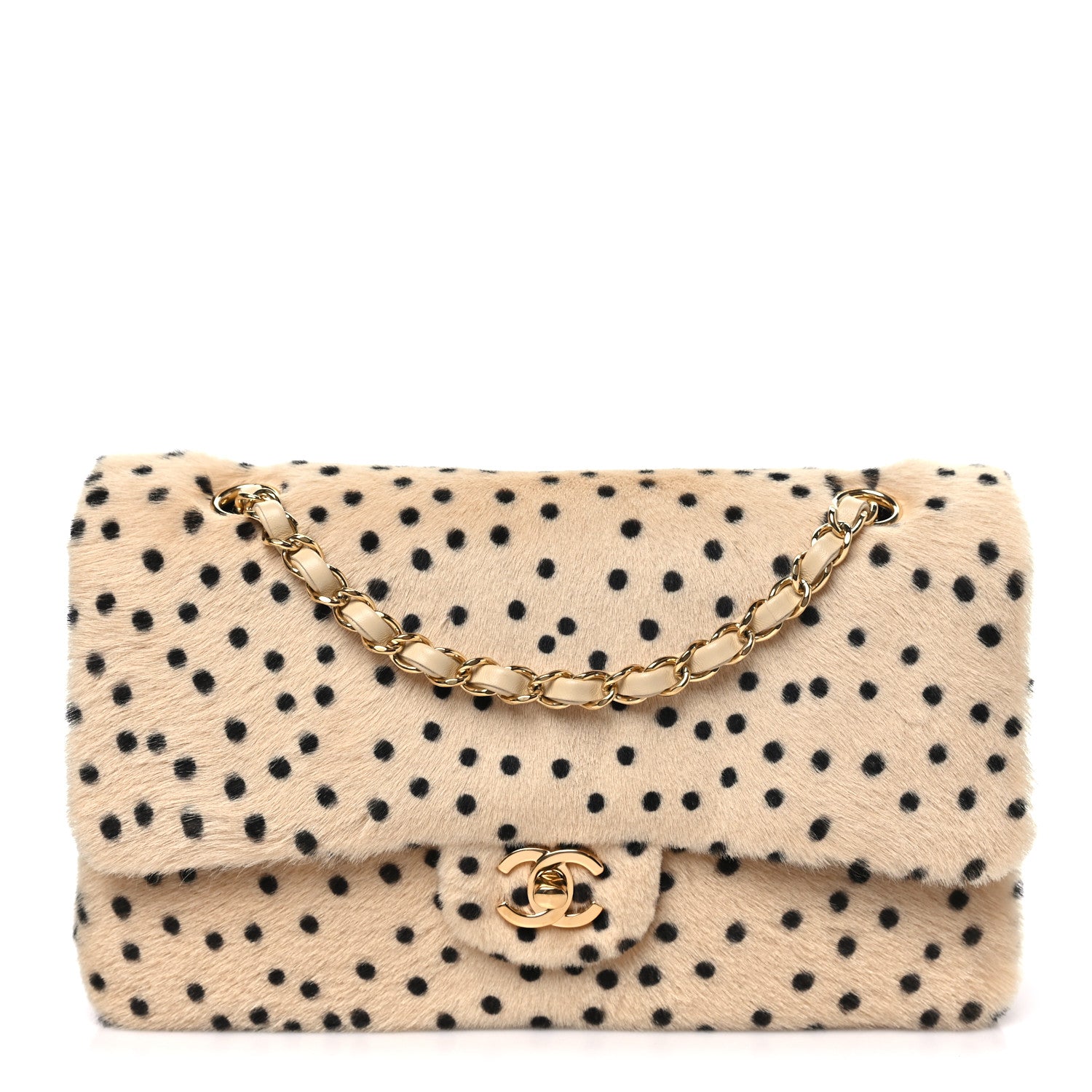 Chanel Pony Hair Cheetah Printed Creative Fabrics Flap Light Beige Black 1 of 11