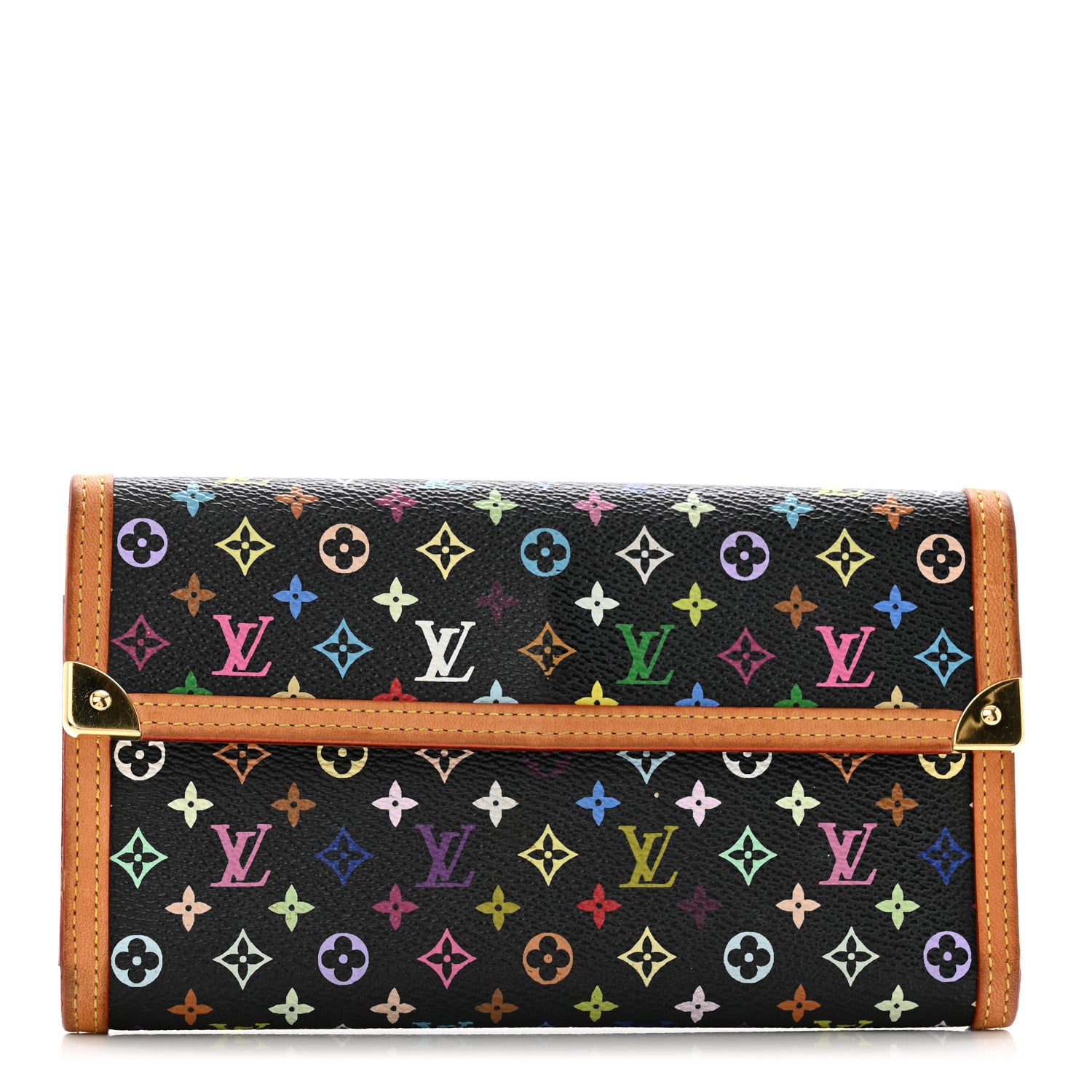 Louis Vuitton Monogram Multicolor Porte Tresor International Wallet Black 1 of 10