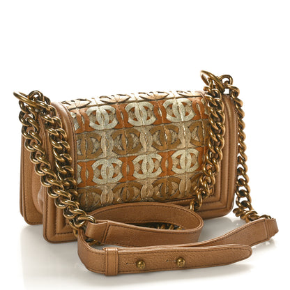 Chanel Metallic Lambskin Small Golden CC Boy Flap Dark Gold 3 of 10