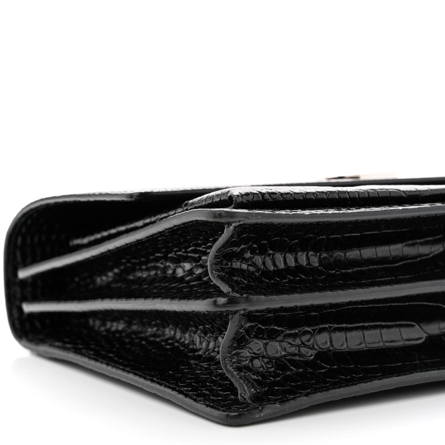 Calfskin Crocodile Embossed Large Monogram Sunset Black