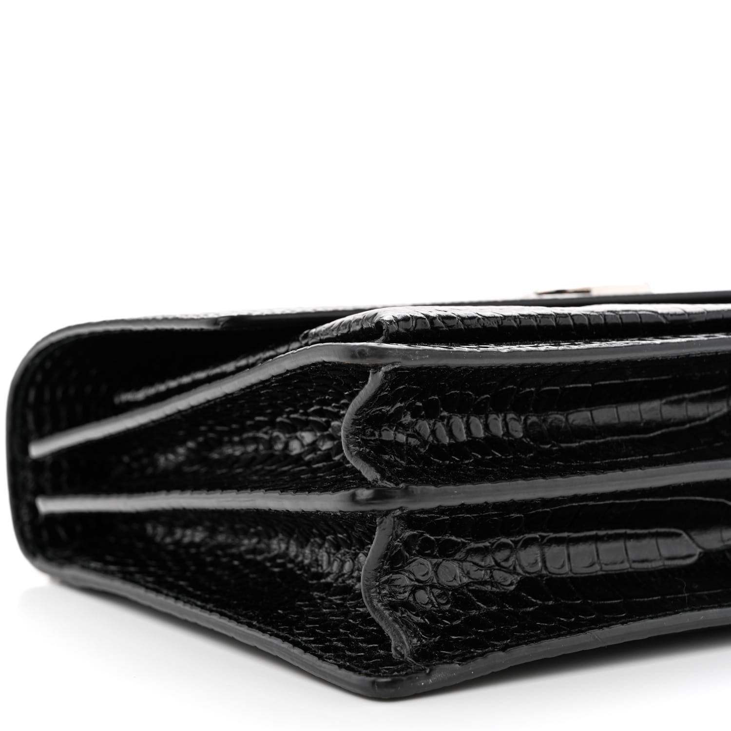 Saint Laurent Calfskin Crocodile Embossed Large Monogram Sunset Black 9 of 10