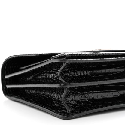 Saint Laurent Calfskin Crocodile Embossed Large Monogram Sunset Black 9 of 10