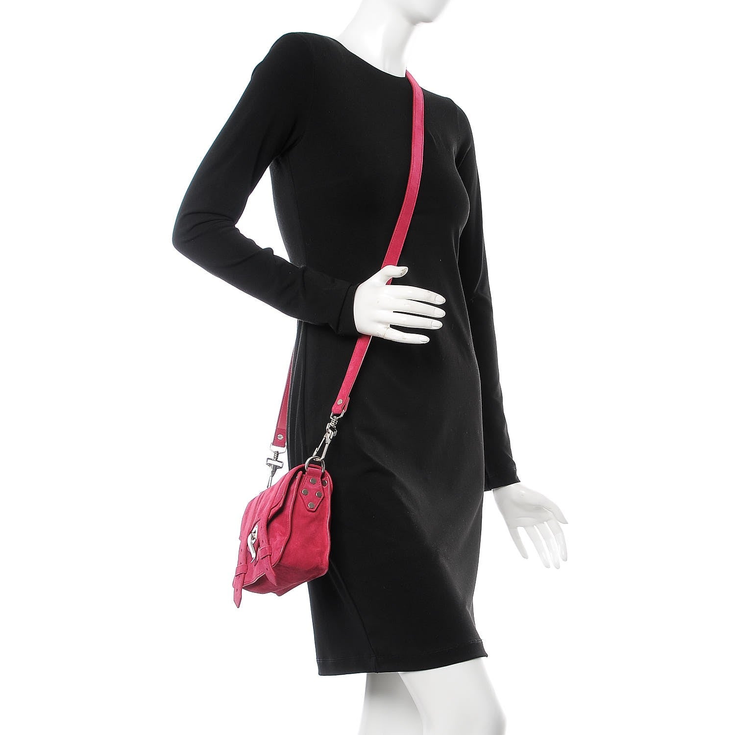 Proenza Schouler Suede PS1 Pouch Messenger Raspberry 2 of 9