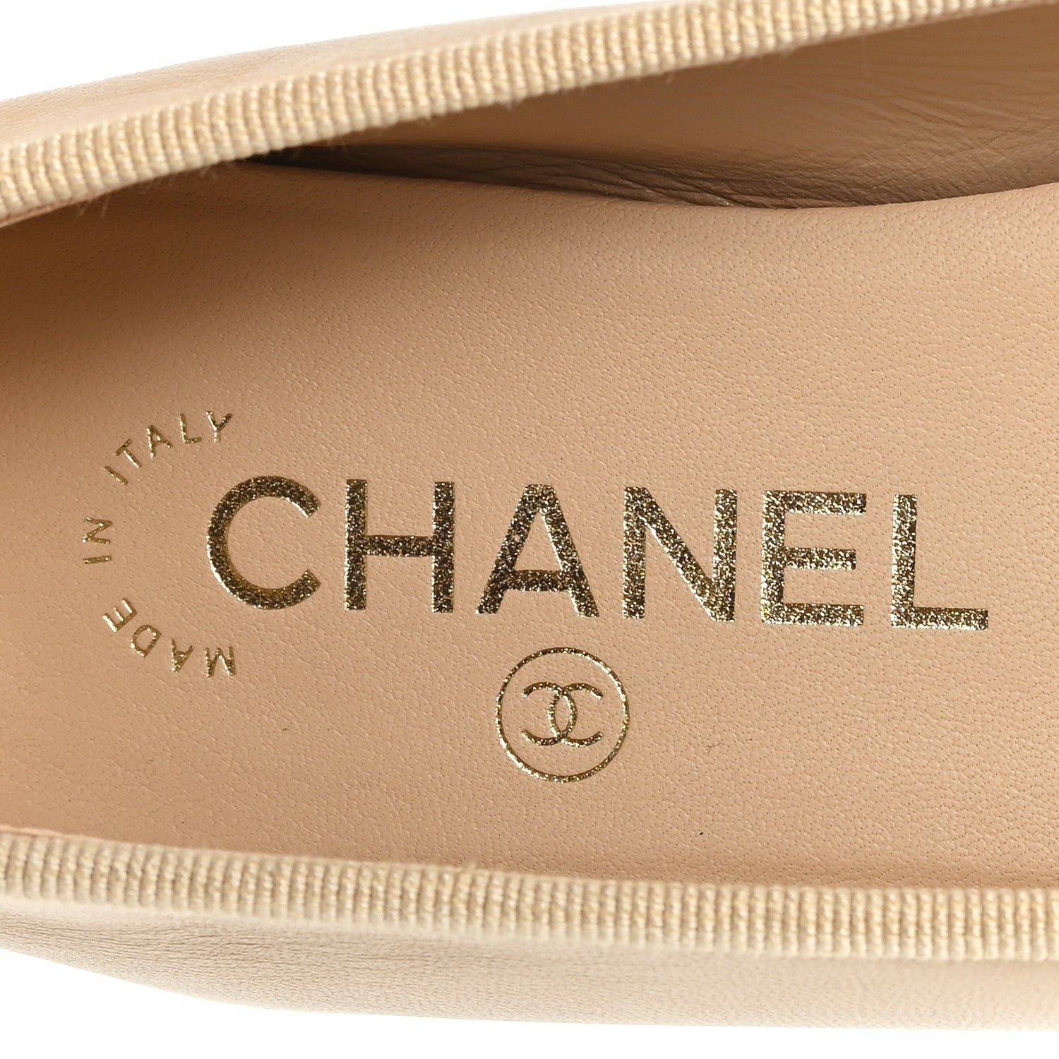 Chanel Lambskin Grosgrain Cap Toe CC Ballerina Flats 36 Beige Black 8 of 9