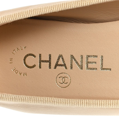 Chanel Lambskin Grosgrain Cap Toe CC Ballerina Flats 36 Beige Black 8 of 9