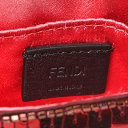 Fendi Sequin Paillettes Shiny Nappa Sex and the City Nano Maxi Buckle Baguette Charm Granata 6 of 11