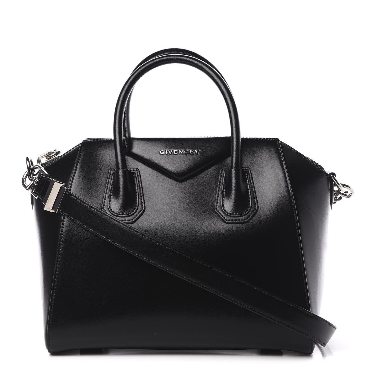 Shiny Lord Calfskin Small Antigona Black