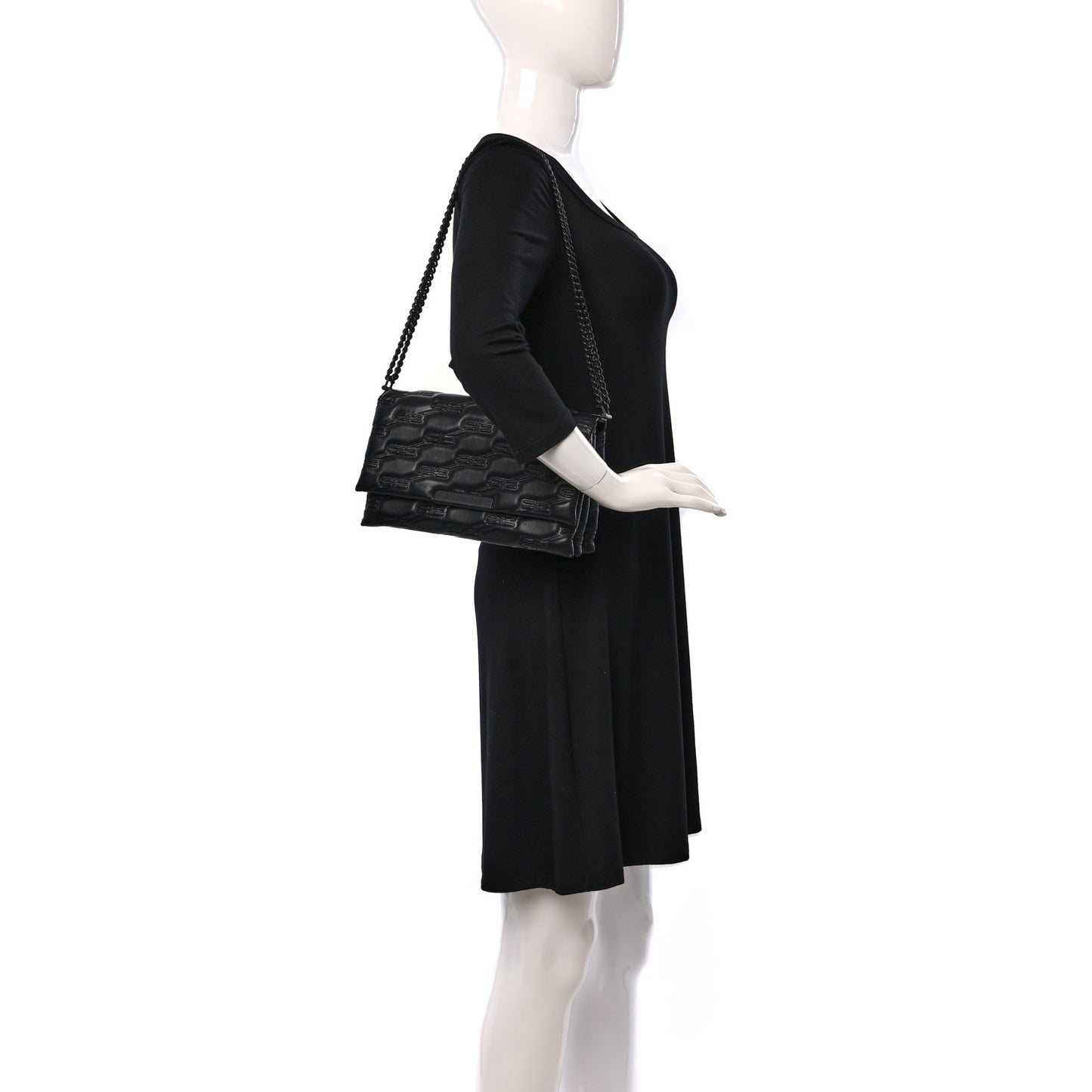 Nappa BB Monogram Embossed Medium Triplet Bag Black