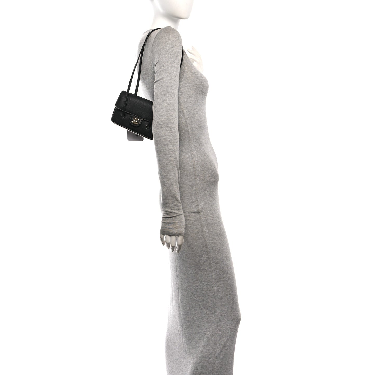Shiny Caviar Mini Preppy Coco Shoulder Bag Black