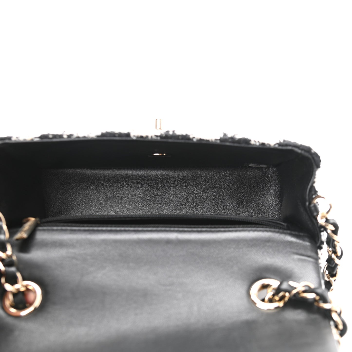 Tweed Quilted Mini Rectangular Flap Black Ecru White