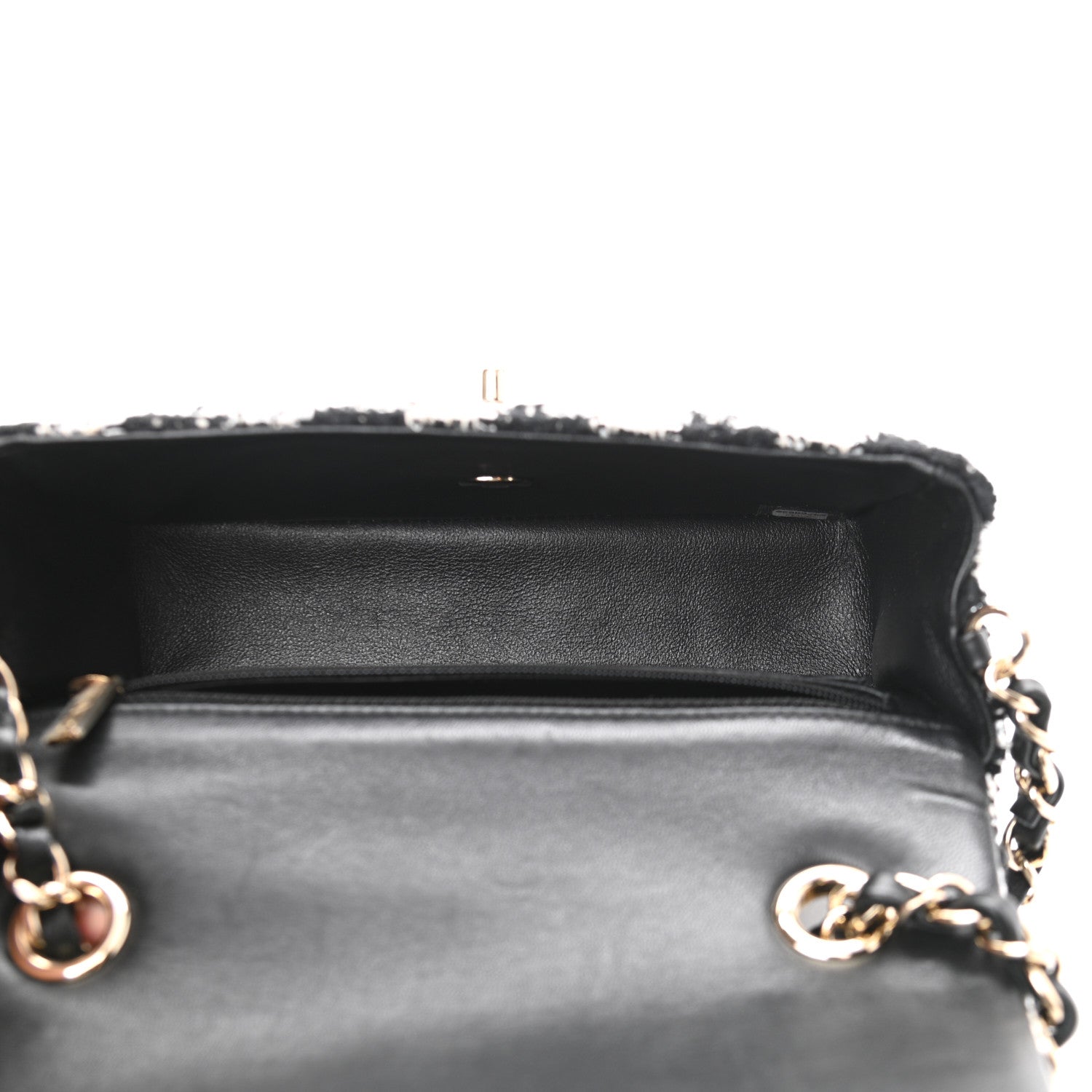 Chanel Tweed Quilted Mini Rectangular Flap Black Ecru White 5 of 11