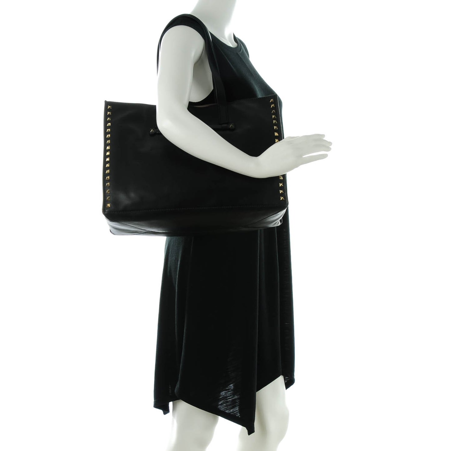 Nappa Medium Rockstud Soft Tote Black