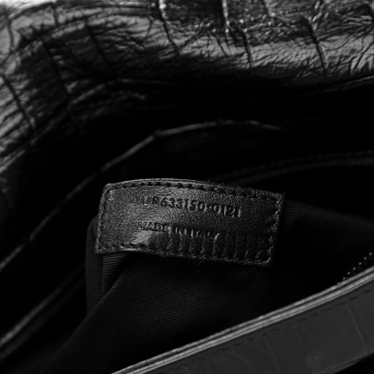 Saint Laurent Crocodile Embossed Lambskin Monogram Medium Niki Chain Satchel Black 8 of 12