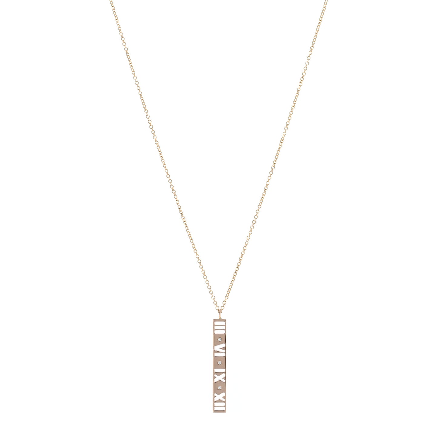 18K Rose Gold Diamond Atlas Bar Pendant Necklace