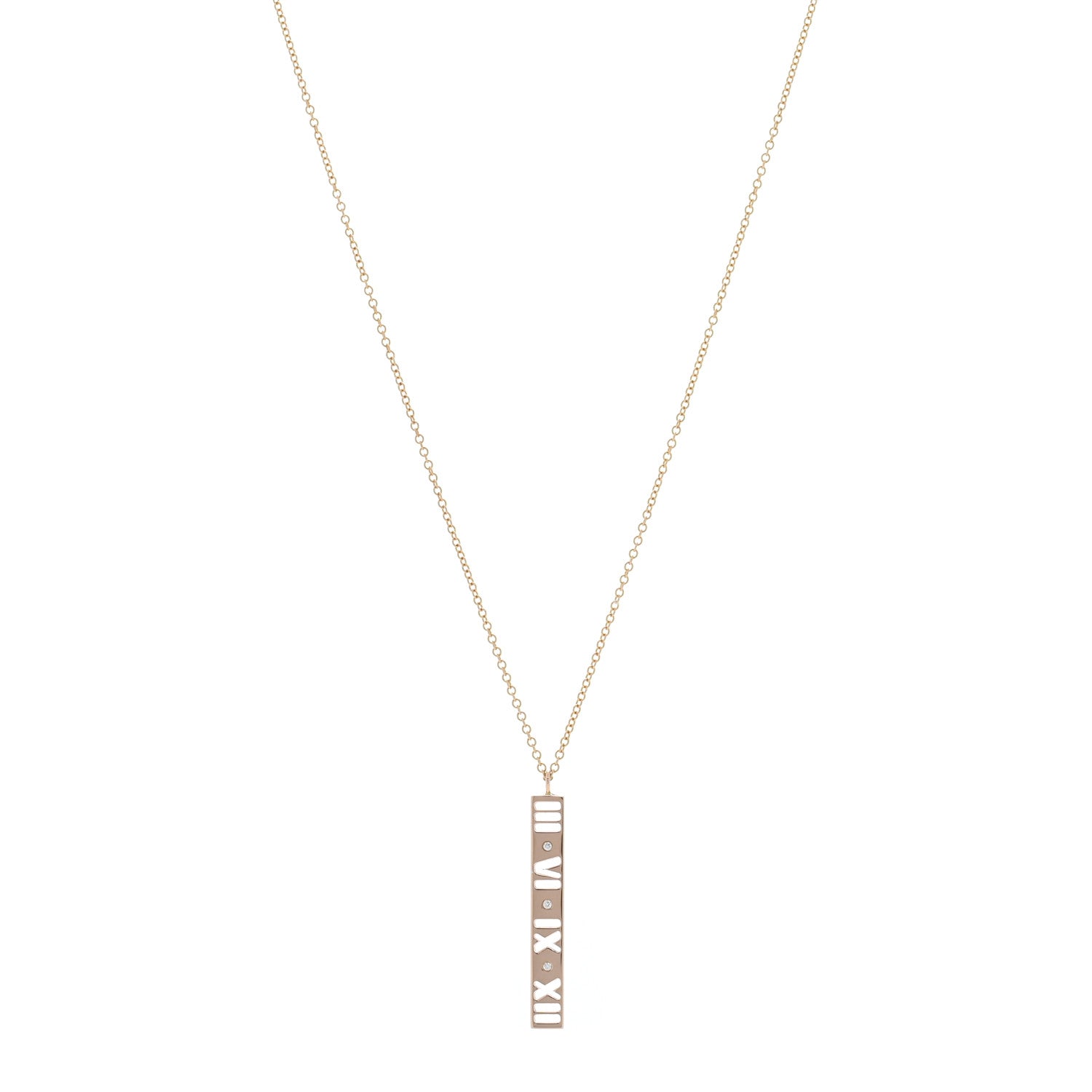 Tiffany 18K Rose Gold Diamond Atlas Bar Pendant Necklace 1 of 5