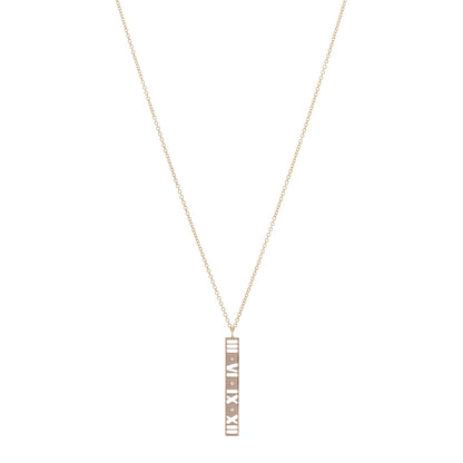 Tiffany 18K Rose Gold Diamond Atlas Bar Pendant Necklace 1 of 5