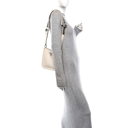 Prada Vitello Daino Soft Mini Hobo Messenger Bag White 2 of 10