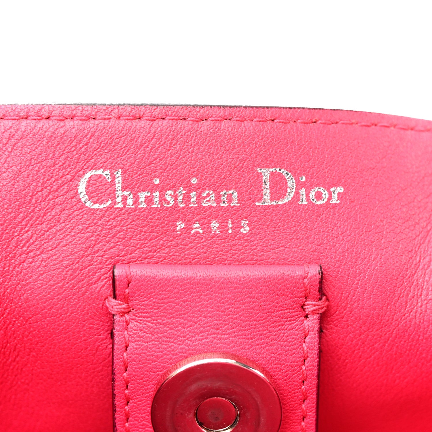 Christian Dior Smooth Calfskin Medium Tri-Color Diorissimo Tote Orange Fuchsia Red 6 of 16