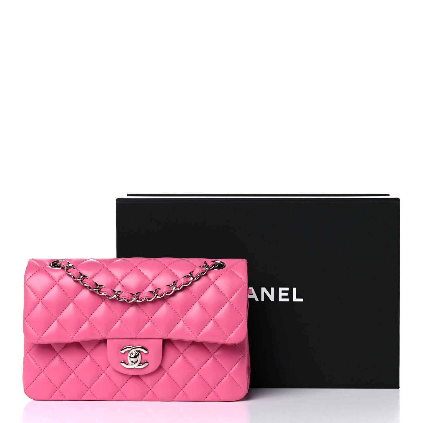 Lambskin Quilted Small Double Flap Pink