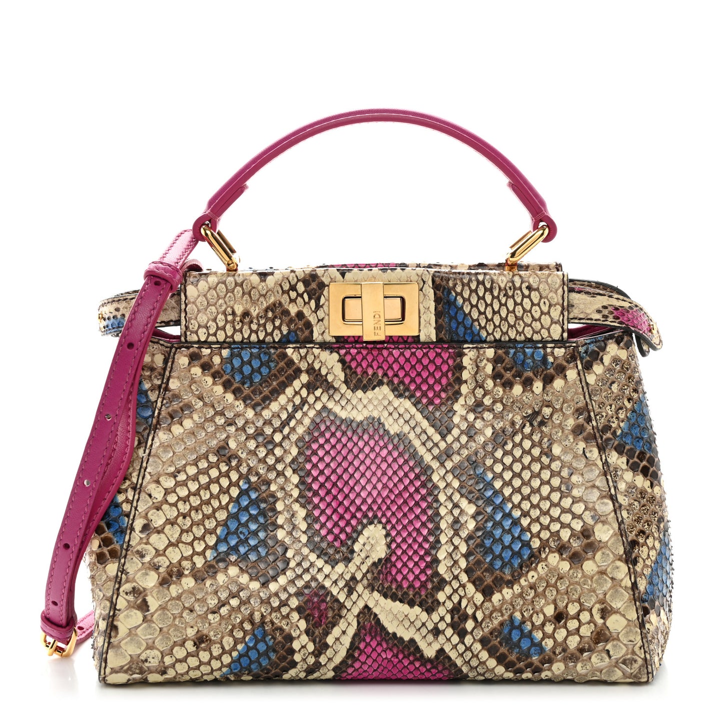 Snakeskin Mini Peekaboo Iconic Satchel Daisy Roccia Magenta