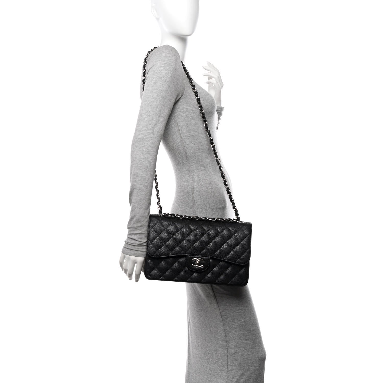 Chanel Caviar Quilted Jumbo Double Flap Black 2 of 10