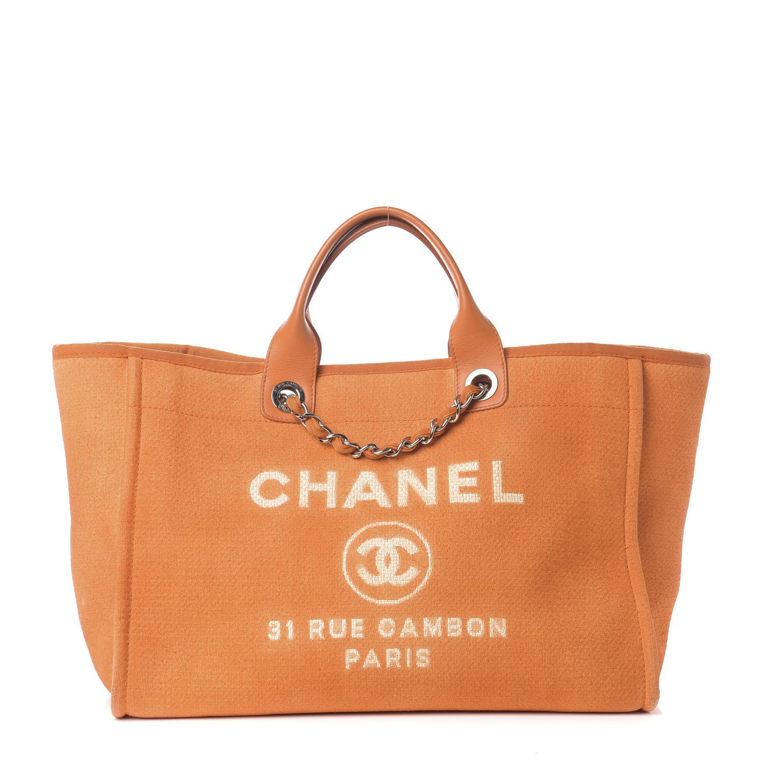 Chanel Canvas Medium Deauville Tote Orange 1 of 9