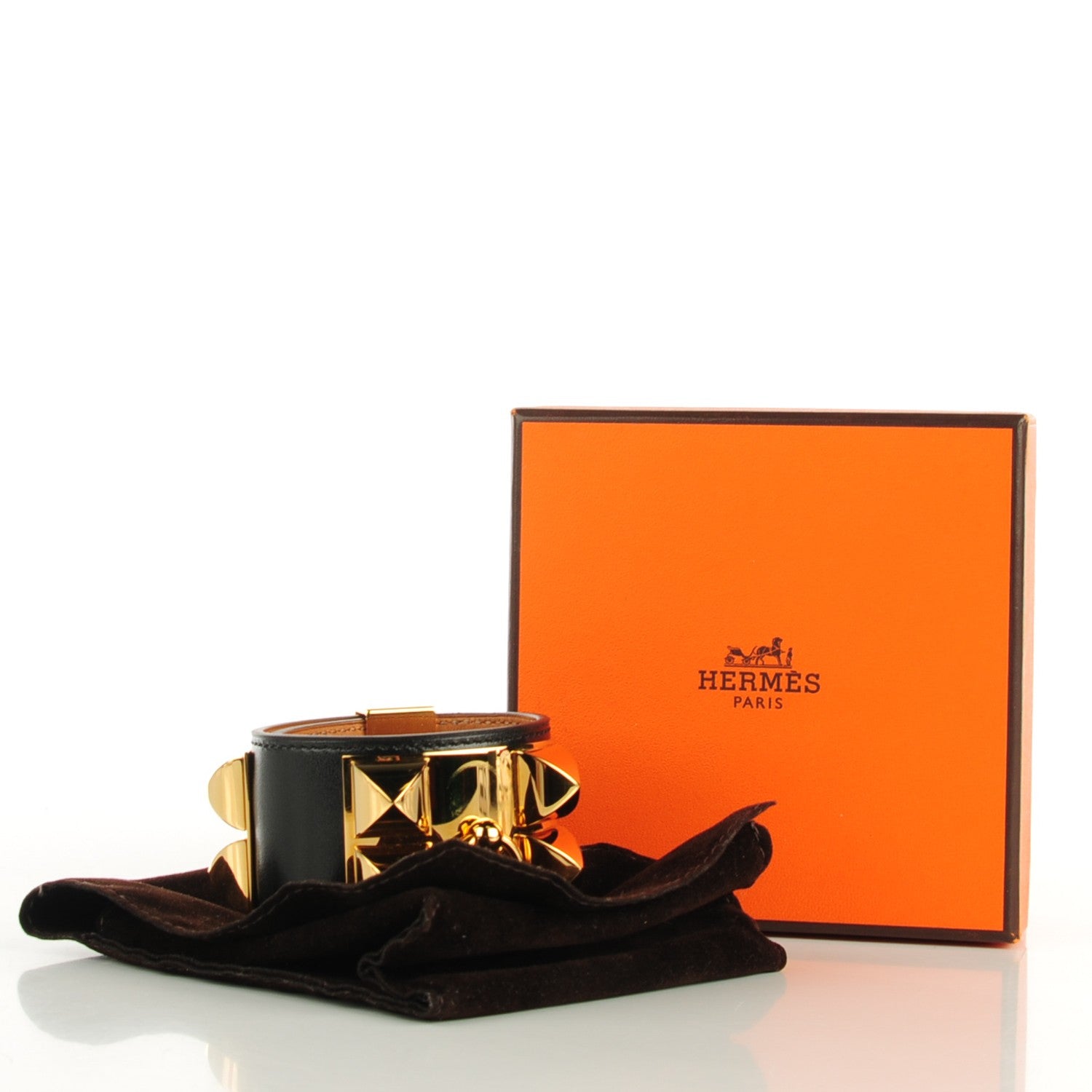 Hermes Box Calfskin Collier de Chien CDC Bracelet S Black 6 of 6