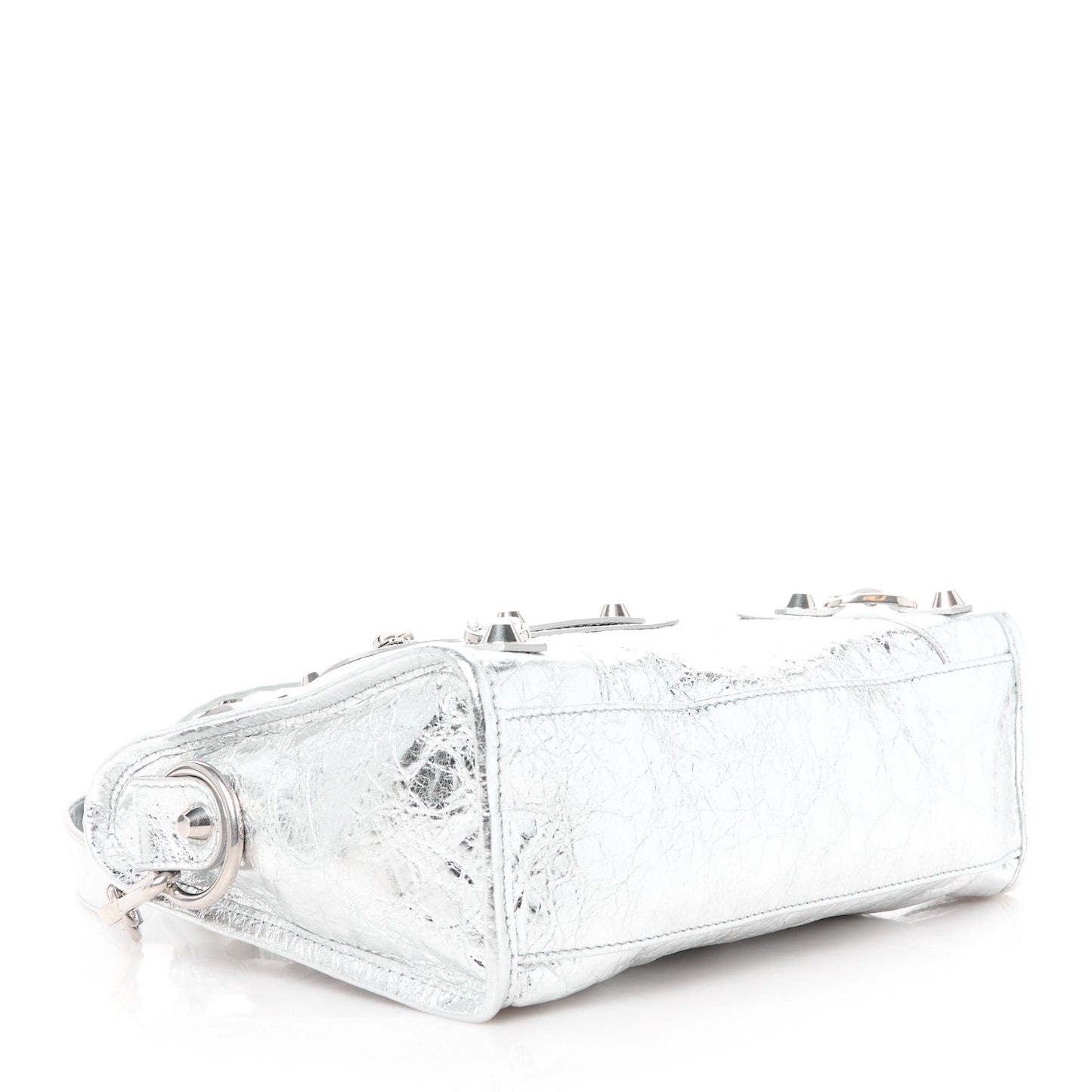 Agneau Silver Hardware Mini City Gris Aluminum