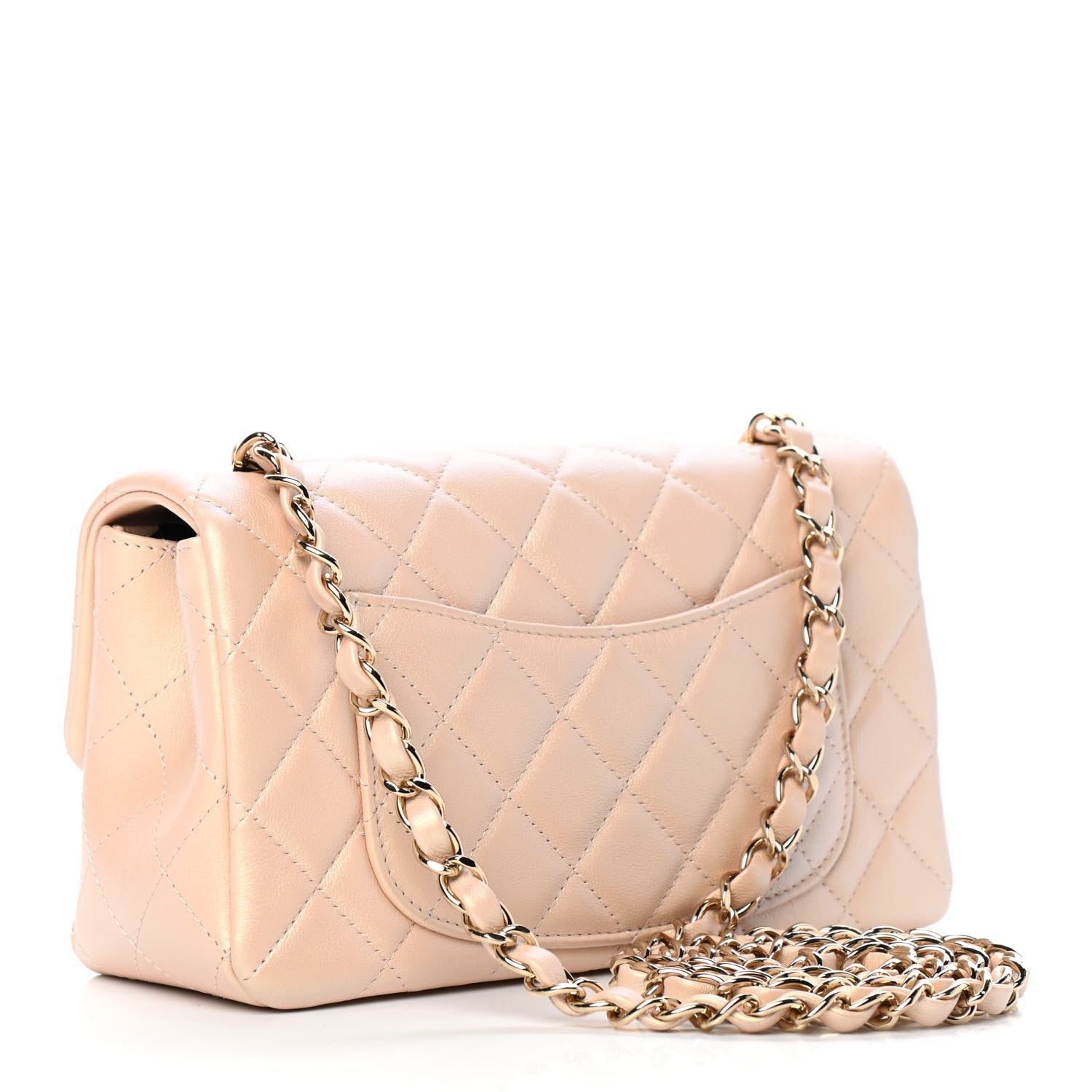 Chanel Iridescent Calfskin Quilted Mini Rectangular Flap Beige 2 of 8