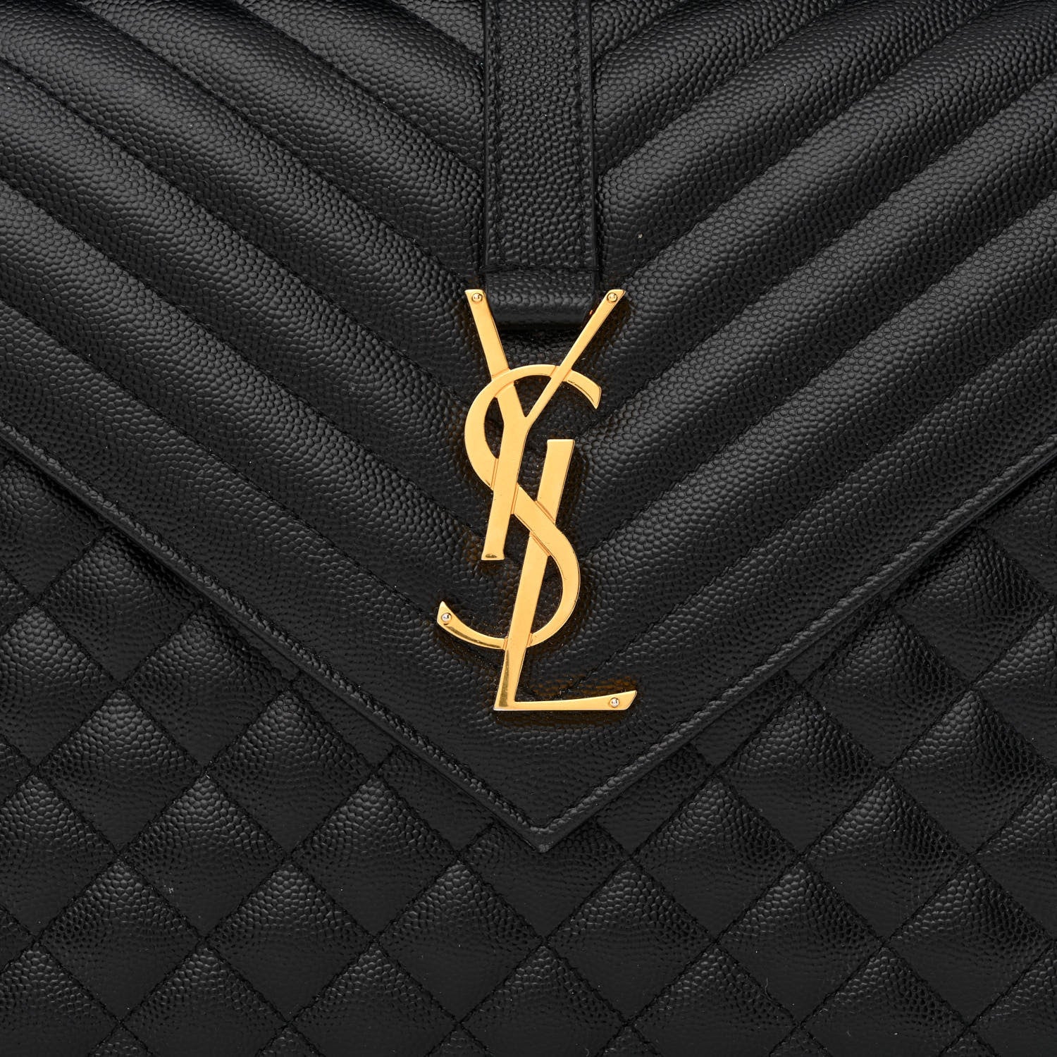 Saint Laurent Grain De Poudre Textured Mixed Matelasse Large Triquilt Monogram Satchel Black 7 of 9