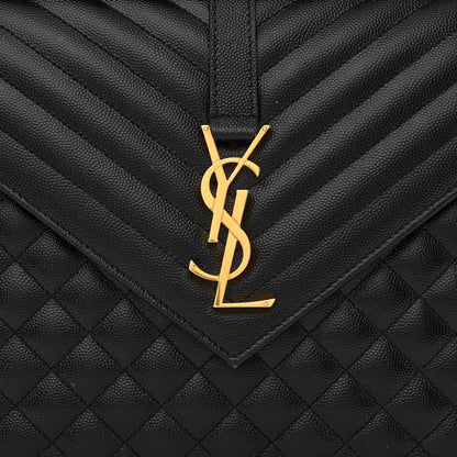 Saint Laurent Grain De Poudre Textured Mixed Matelasse Large Triquilt Monogram Satchel Black 7 of 9