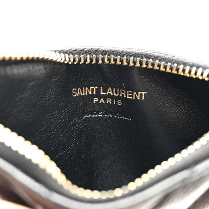 Saint Laurent Grain De Poudre Matelasse Chevron Monogram Fragments Zippered Card Case Black 6 of 10