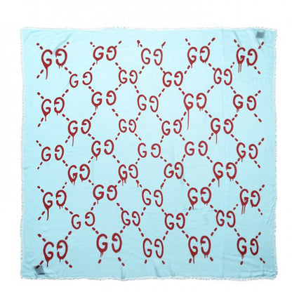 Gucci Modal Silk GG Writers Shawl Bluette Red 1 of 5