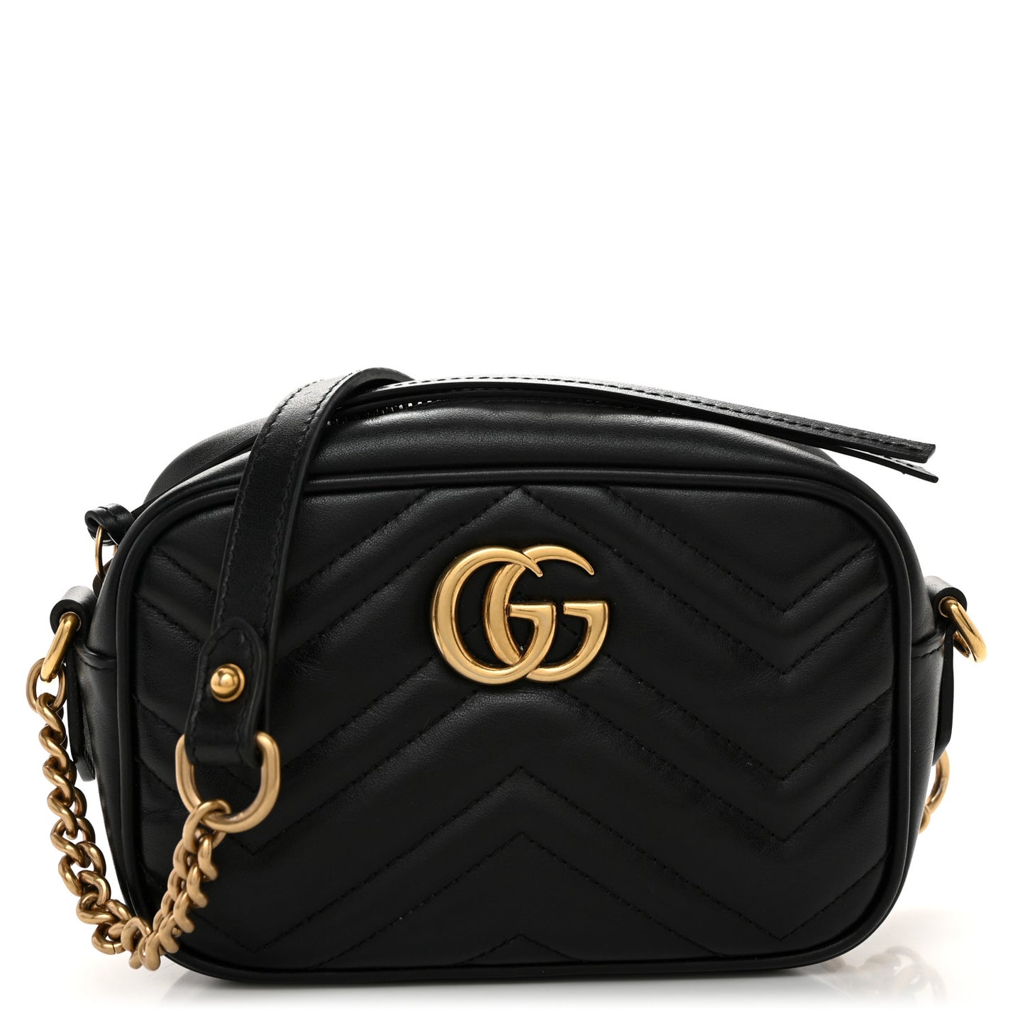 Calfskin Matelasse Mini GG Marmont Chain Shoulder Bag Black