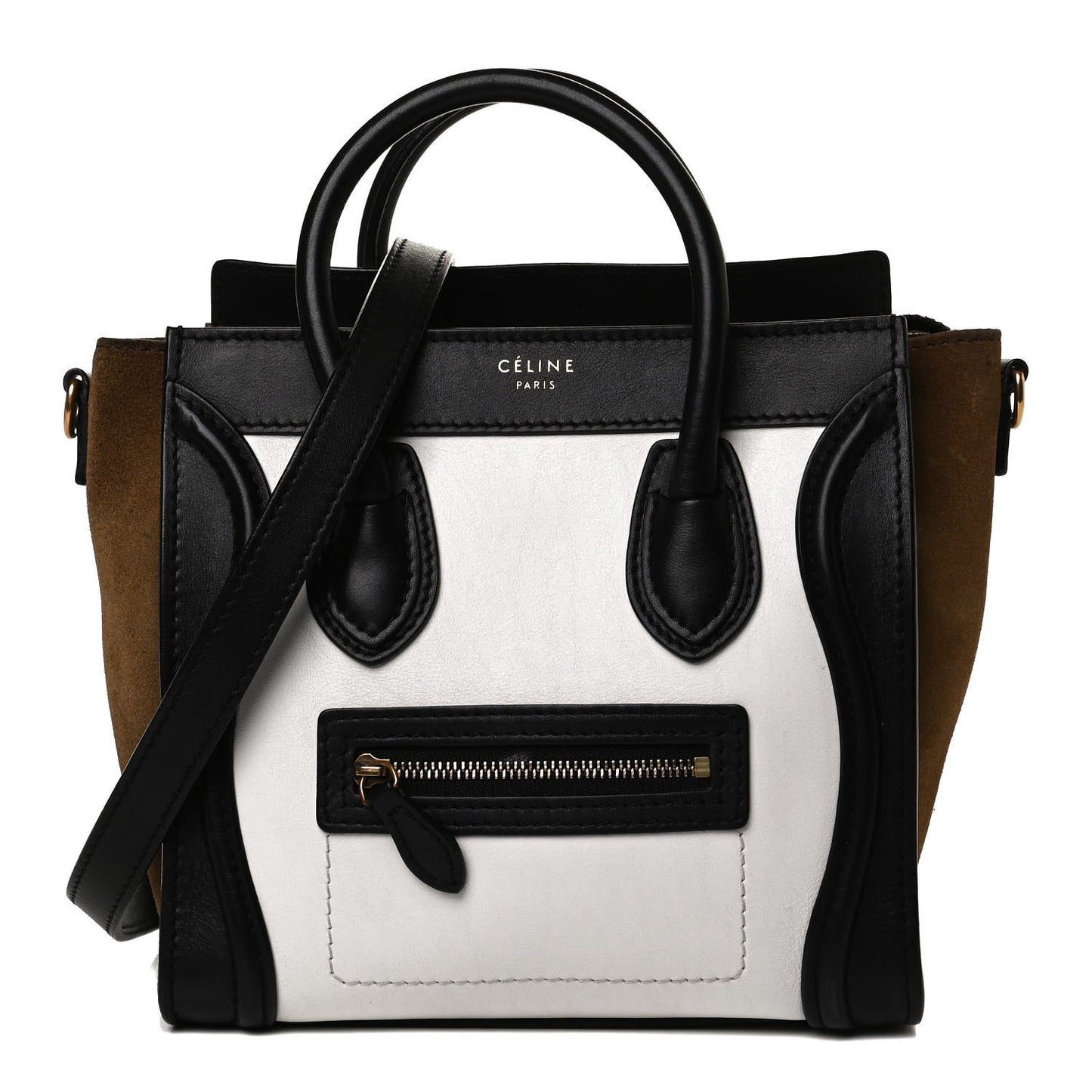 Smooth Calfskin Suede Nano Tri-Color Luggage White