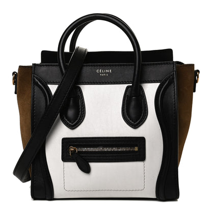 Celine Smooth Calfskin Suede Nano Tri-Color Luggage White 1 of 16