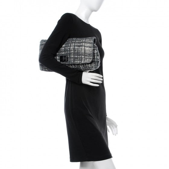 Tweed Clutch Black White