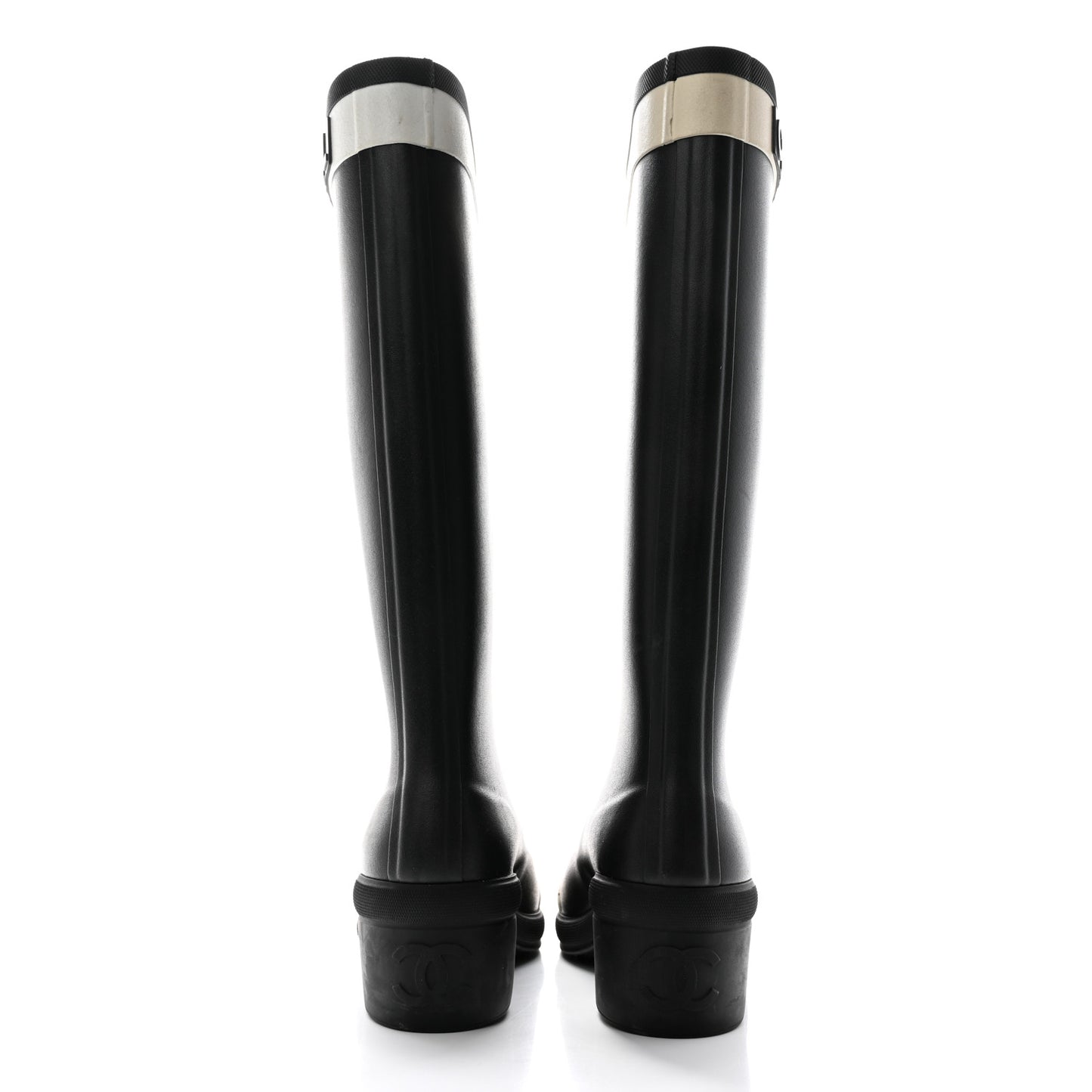 Rubber Logo Rain Boots 35 Black White