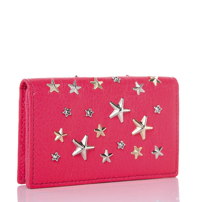 Jimmy Choo Fluorescent Calfskin Star Studded Nello Card Holder Shocking Pink 3 of 8