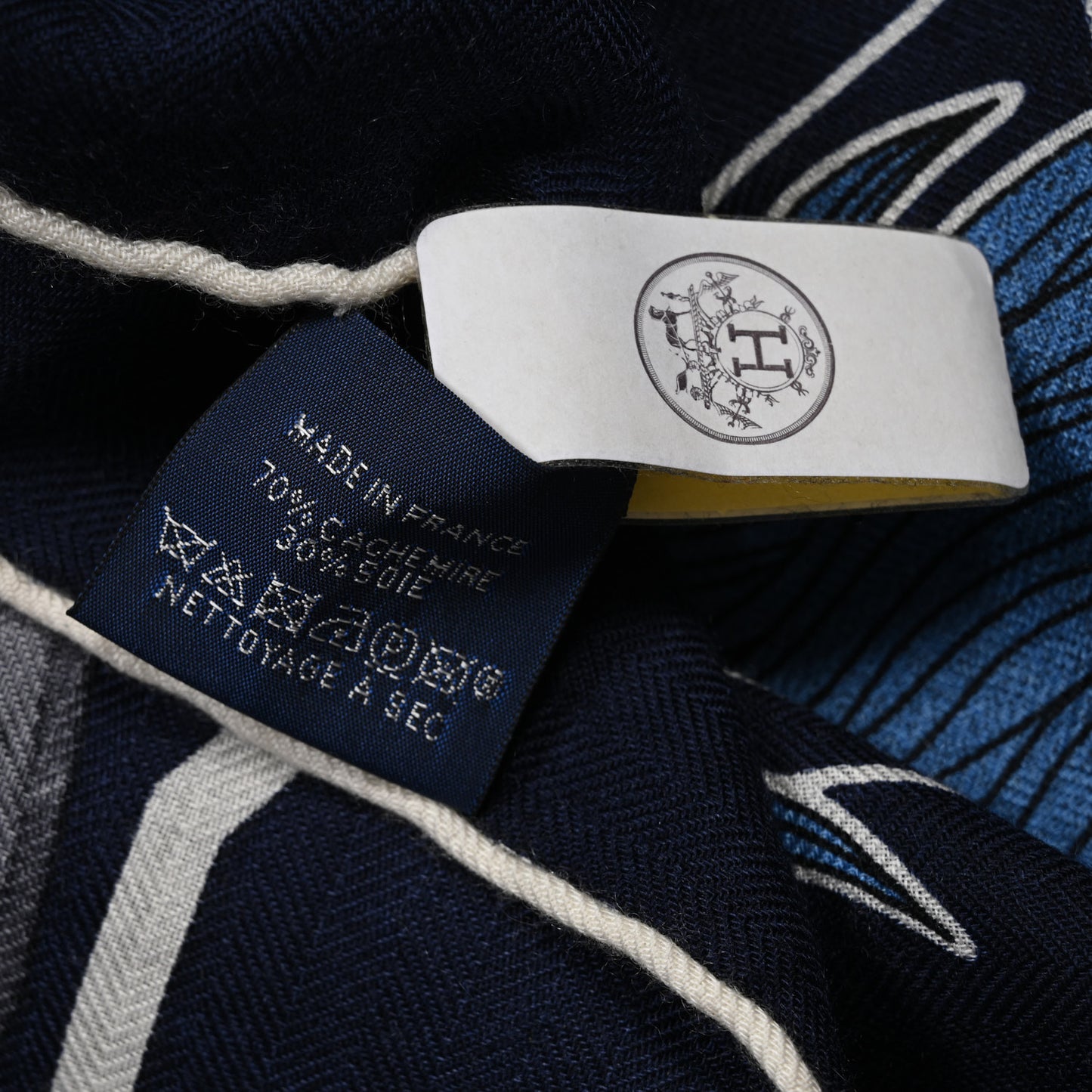 Cashmere Silk Chorus Stellarum Shawl 140 Marine Indigo White