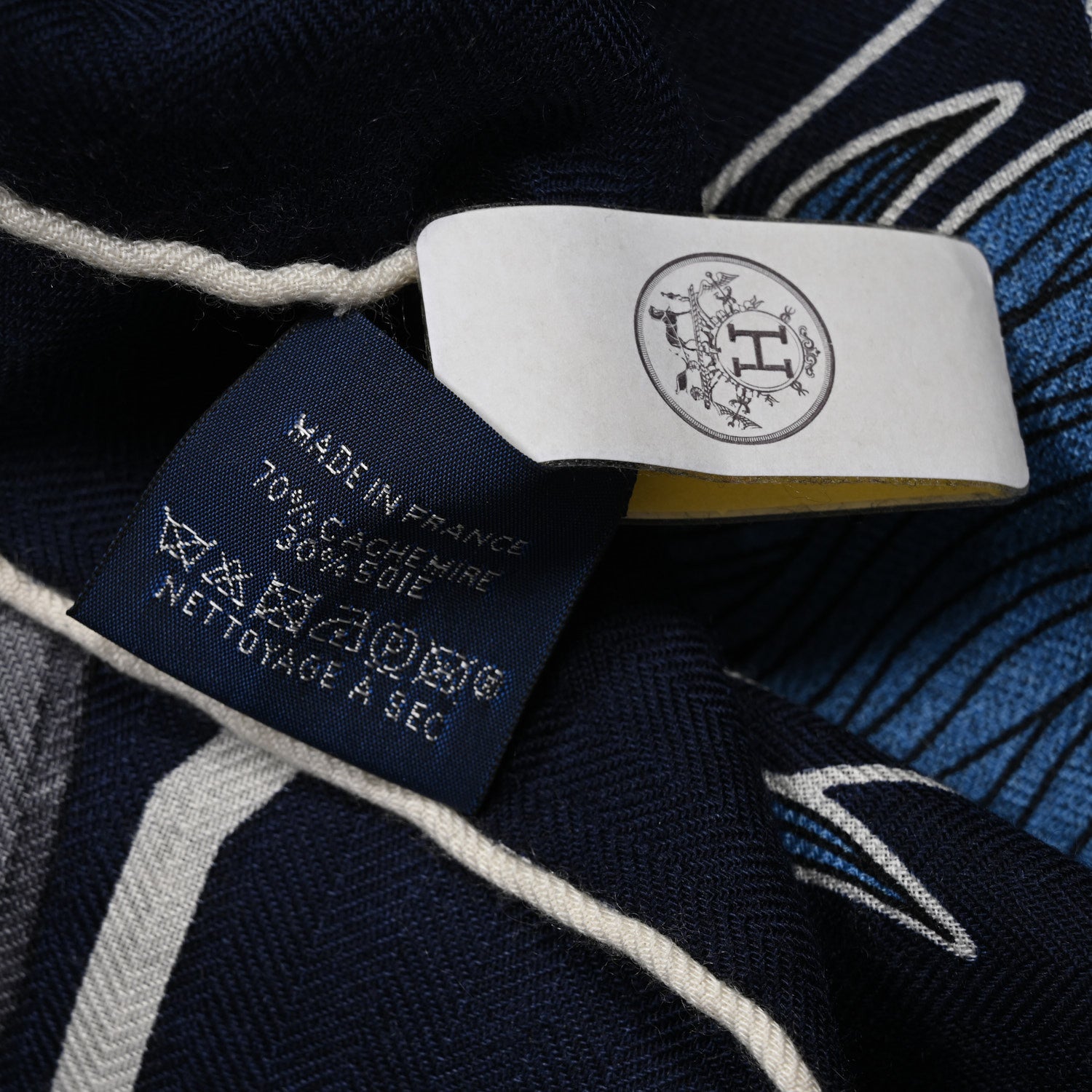 Hermes Cashmere Silk Chorus Stellarum Shawl 140 Marine Indigo White 3 of 6