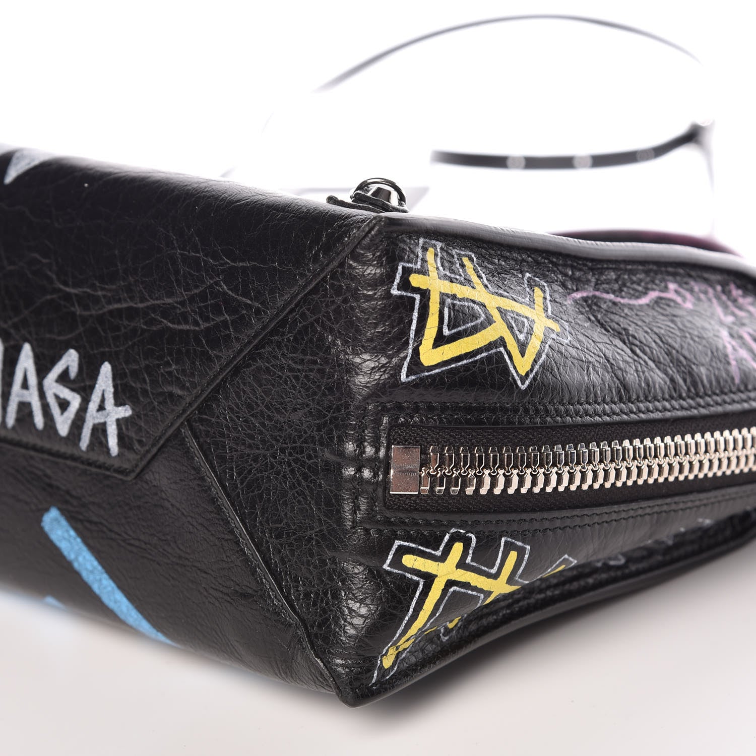 Balenciaga Agneau Graffiti Papier A6 Zip Around Tote Black 6 of 9