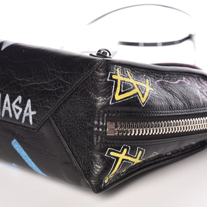 Balenciaga Agneau Graffiti Papier A6 Zip Around Tote Black 6 of 9