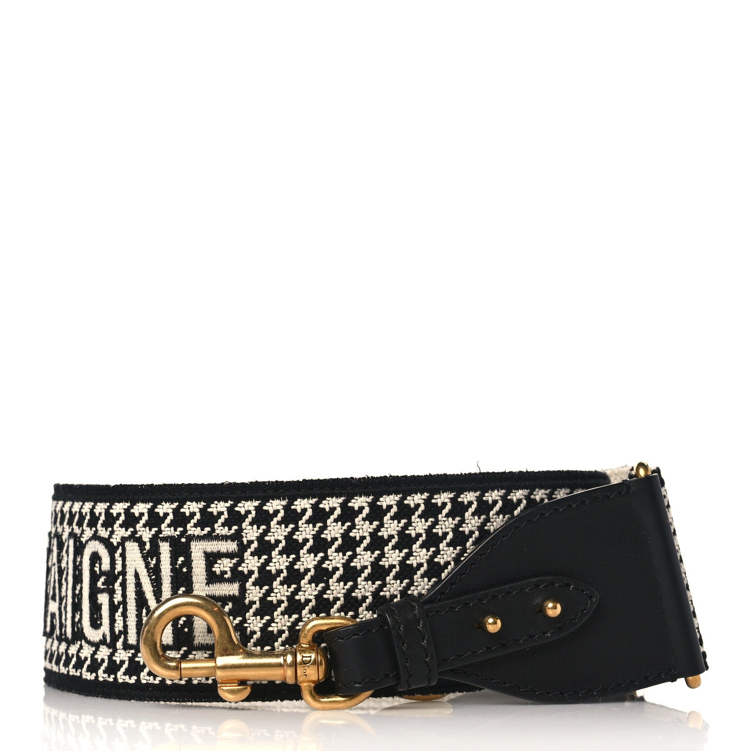 Christian Dior Canvas Houndstooth Embroidered 30 Montaigne Shoulder Strap Black White 1 of 5
