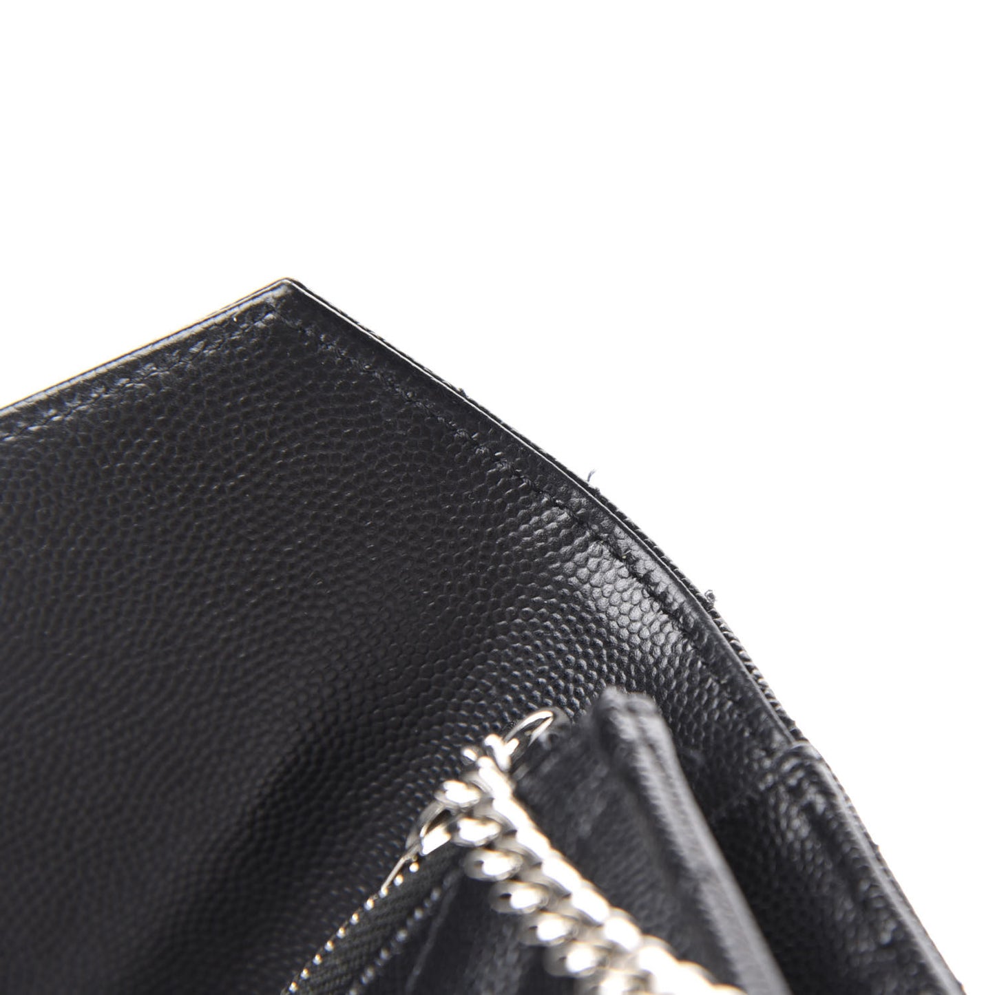 Grain De Poudre Matelasse Chevron Monogram Envelope Chain Wallet Black